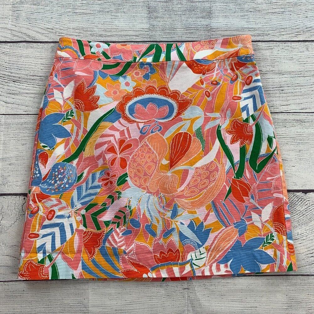 Talbots Pencil Skirt sz 10 Floral Bright Colors Short Length 18.5" Lined